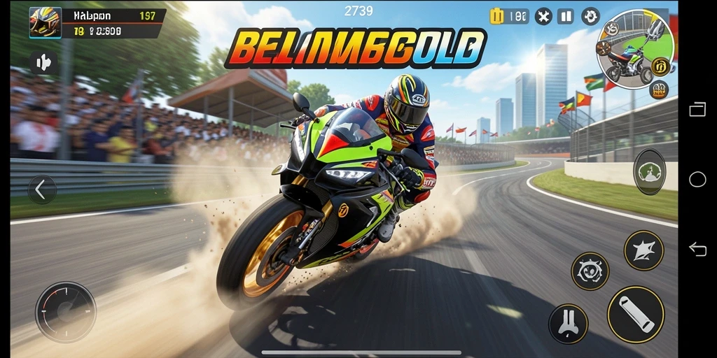 Gameplay balapan motor di 2739 yang mendebarkan dan intens.