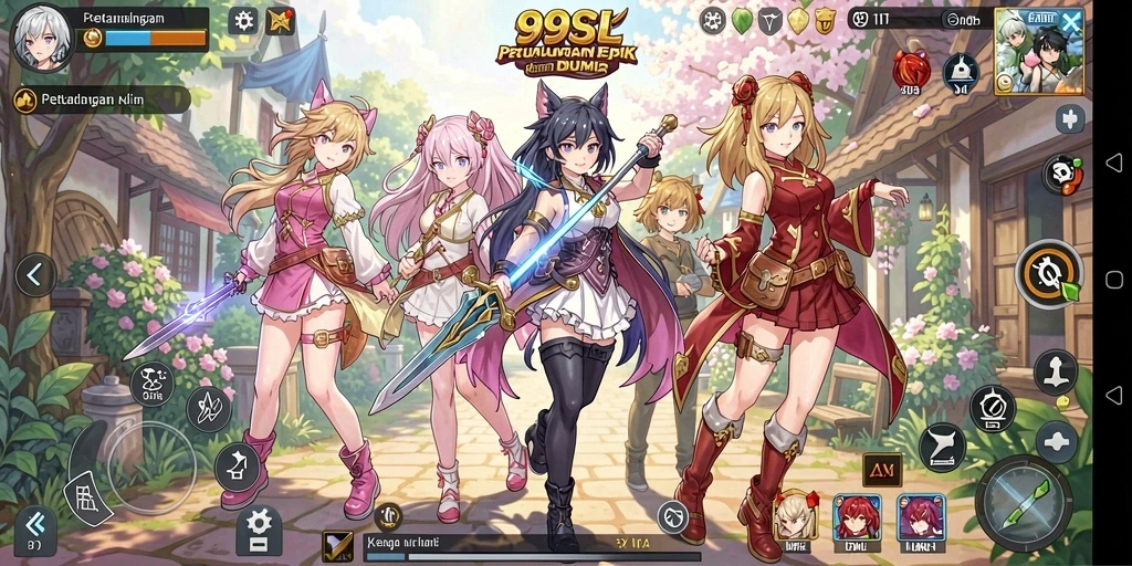 Screenshot gameplay yang menunjukkan karakter Anime dalam aksi.