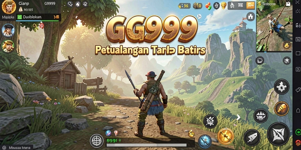 Screenshot gameplay GG999 menampilkan petualangan di dunia terbuka.