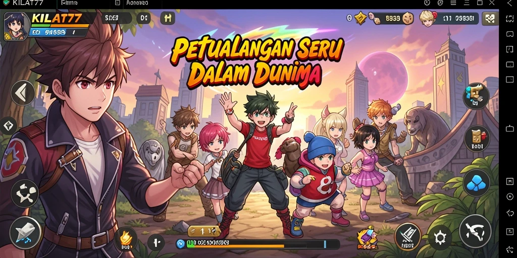 Tampilan gameplay seru KILAT77 dengan karakter Anime menarik.