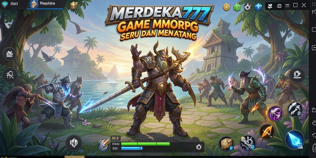 Tampilan gameplay <strong>MERDEKA777</strong> yang dinamis dan penuh aksi MMORPG.