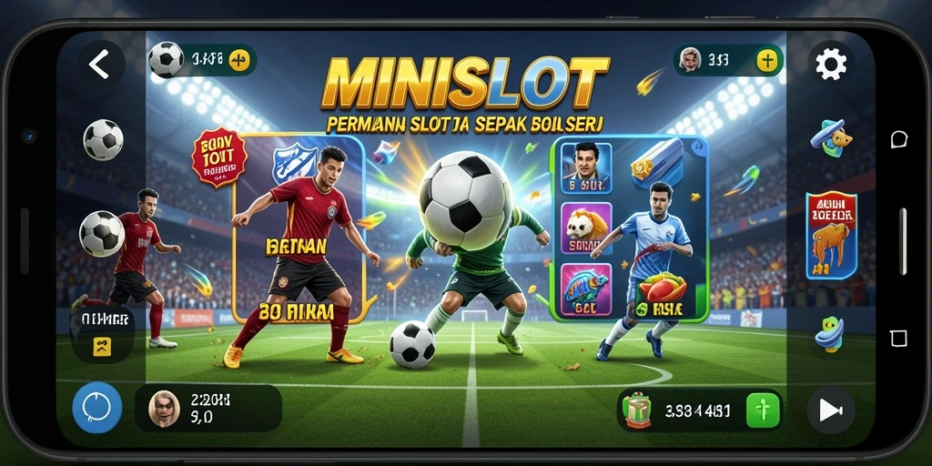 Screenshot MINISLOT menampilkan gameplay sepak bola yang seru.