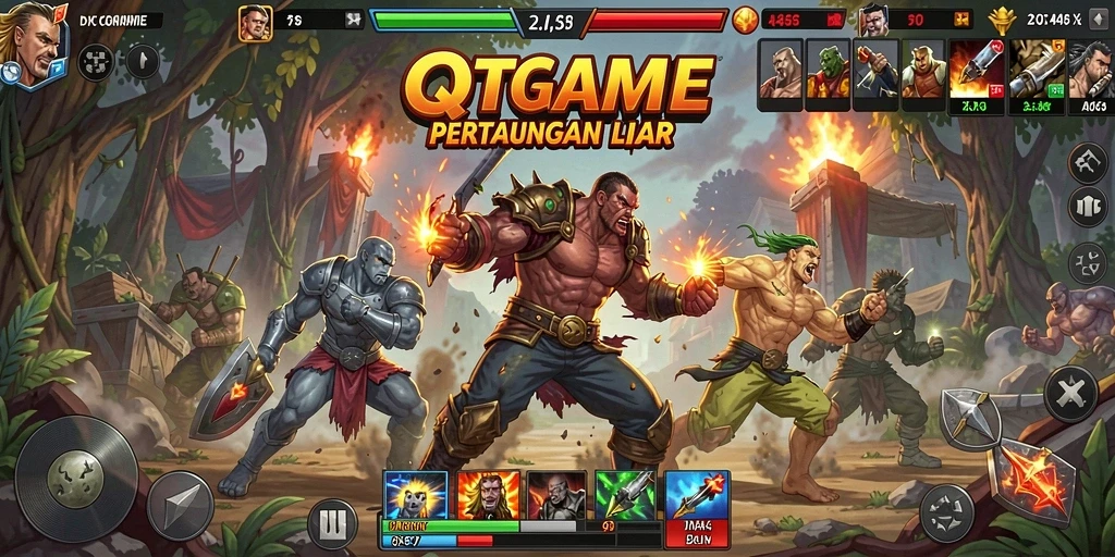 Tangkapan layar menampilkan pertarungan penuh aksi dan grafis menakjubkan dari QTGAME.
