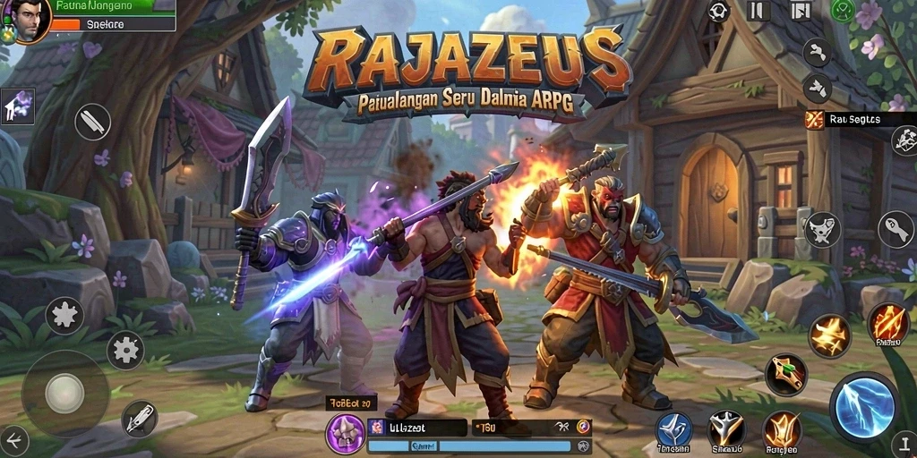 Tangkapan layar gameplay RAJAZEUS menunjukkan aksi pertempuran yang mendebarkan.