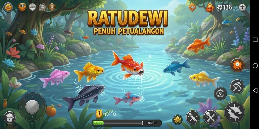 Gameplay menarik dari RATUDEWI menampilkan aksi memancing yang mendebarkan.