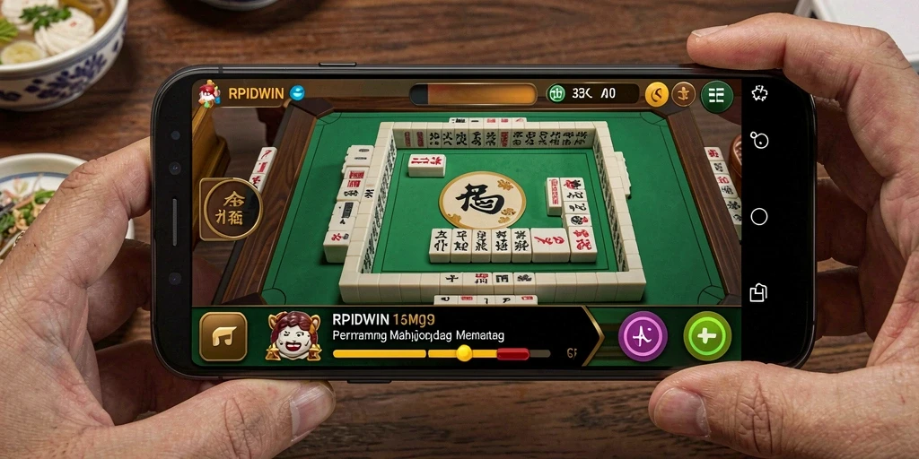 Tampilan gameplay seru dalam RPIDWIN yang menampilkan tile Mahjong.