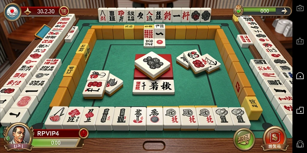 Screenshot RPVIP4 menampilkan gameplay Mahjong yang menarik dan menantang.