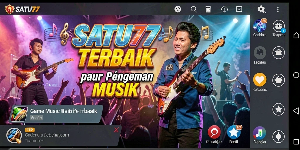 Tampilan gameplay SATU77 menampilkan pemain menikmati musik dengan interaksi yang seru.