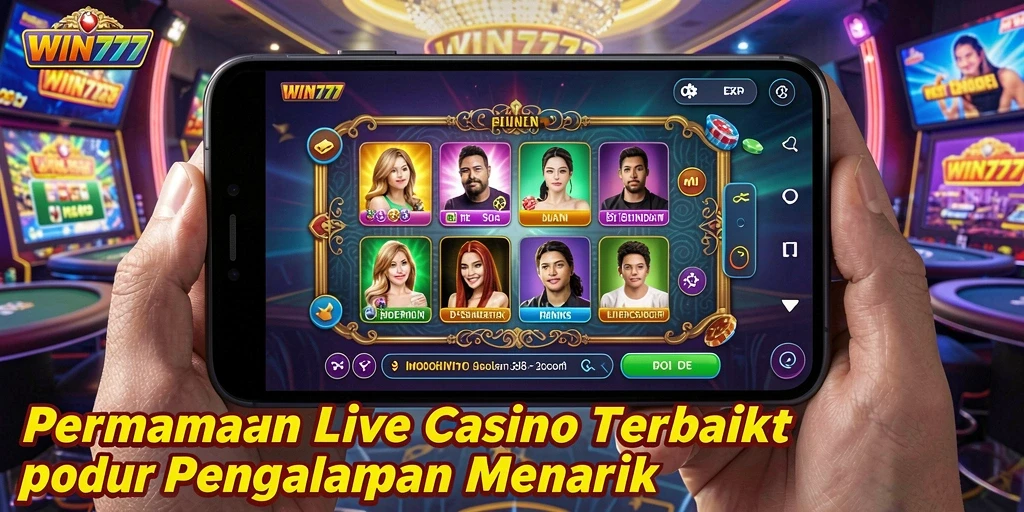 Tampilan gameplay seru dengan dealer langsung di WIN777.