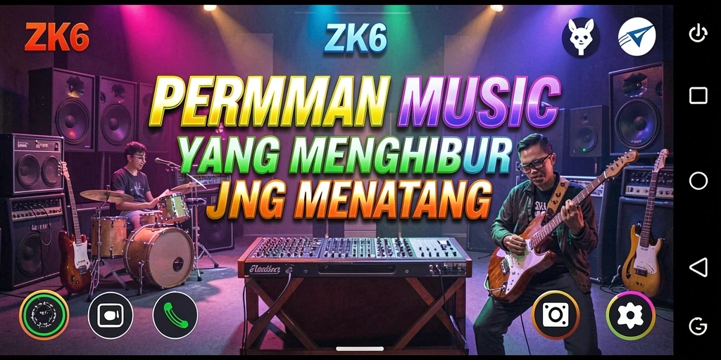 Screenshot ZK6 menampilkan gameplay penuh warna dengan tantangan musik.